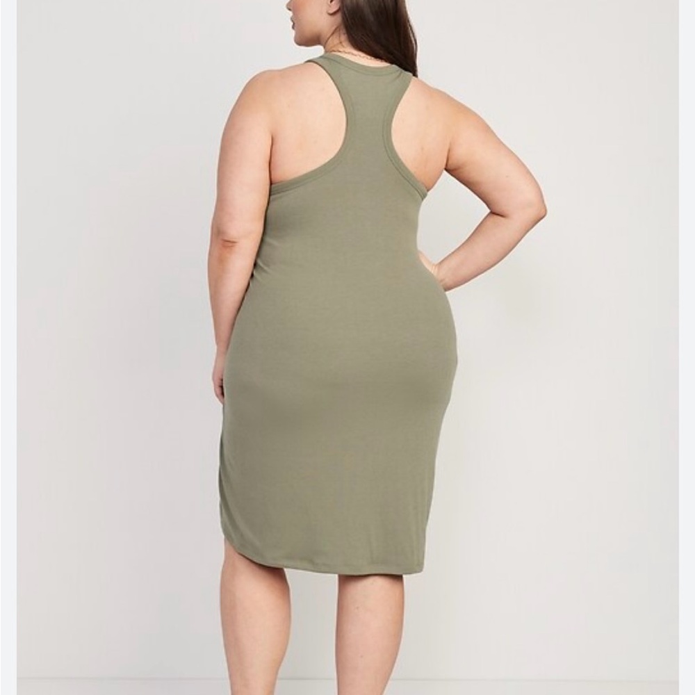 🆕 NWT Ultralite Racerback RibKnit Ruched Knee Length Dress - Picture 4 of 4